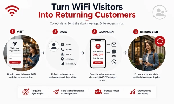 Turn WiFi Visitors Into Returning Customers WiFi marketing automation to turn visitors into returning customers